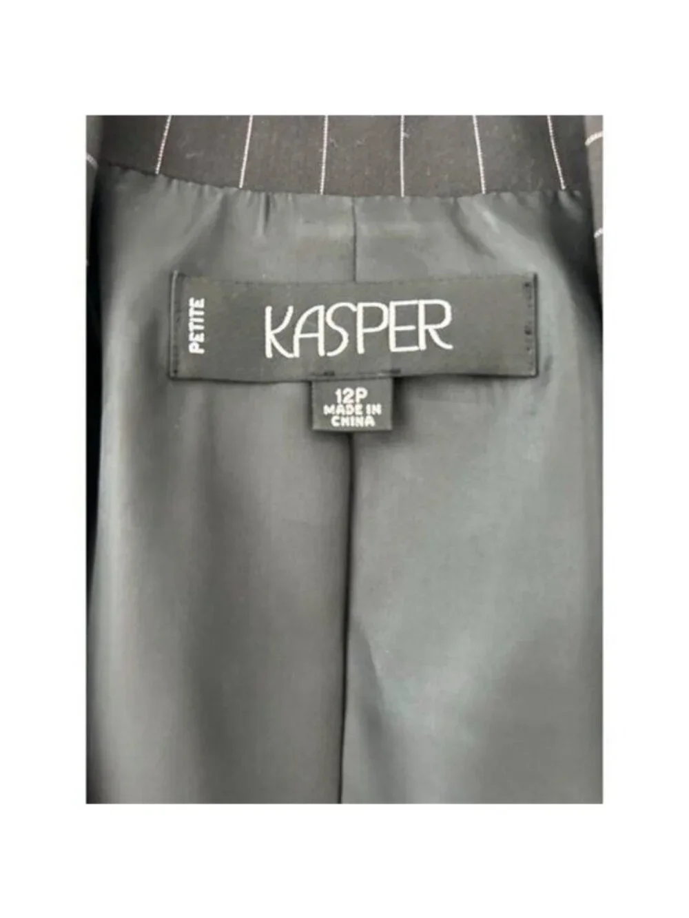 Kasper Petite 2-Piece Skirt Suit - Black & Pink Stripe with Lace Size 12P